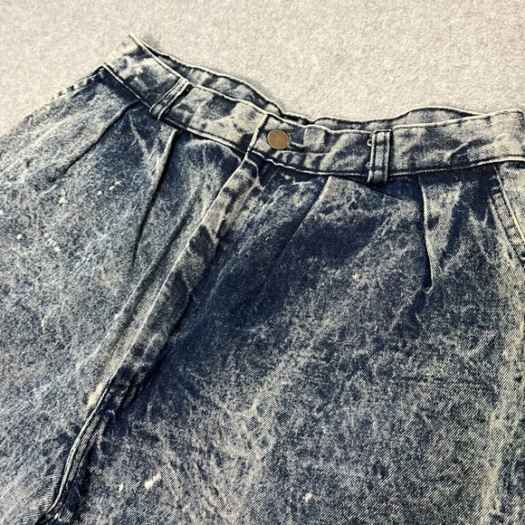 Y2K Vintage High Waisted Denim Shorts Womens Medium Skater Wide Coastal Acid - Picture 6 of 9